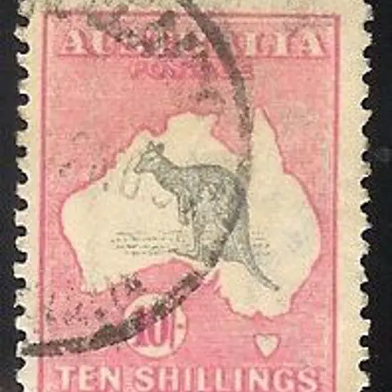 10/- grey & bright aniline pink. F/U but smudged ...