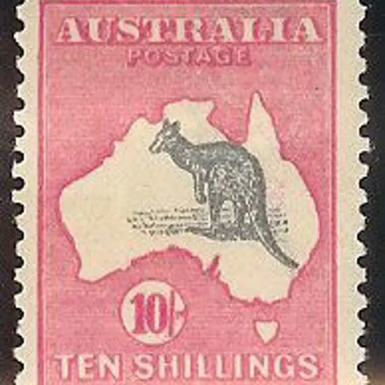 10/- grey & aniline pink. MLH with hinge remain, ...
