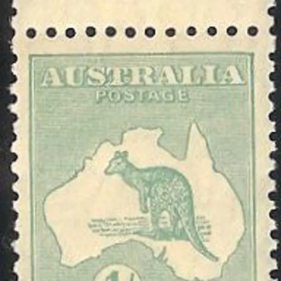 1/- green with top margin. Well centred & fresh ...