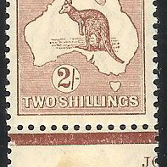 2/- maroon MVLH with part imprint. Couple of ...