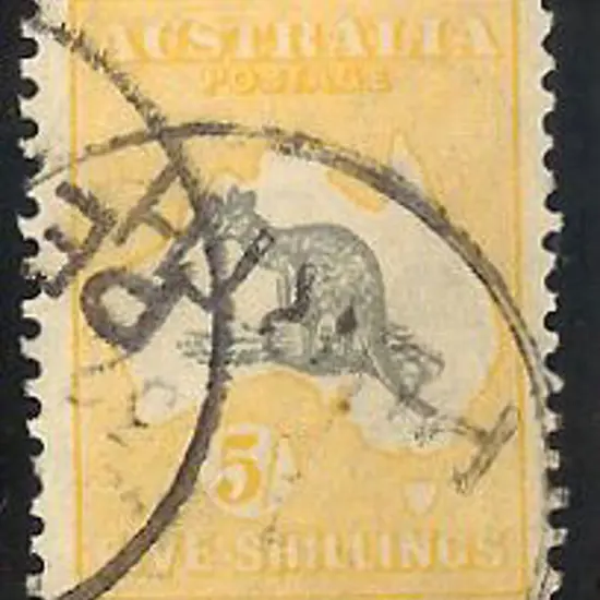 5/- grey & yellow. Good used with PERTH pmks. Well ...