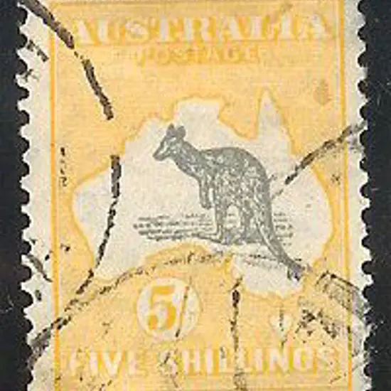 5/- grey & yellow good used with 3 overlapping cds ...