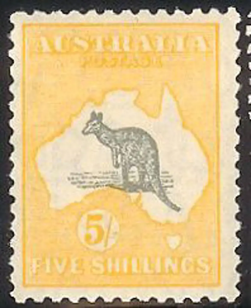5/- grey & yellow. MLH & centred slightly left. ... Image 1++