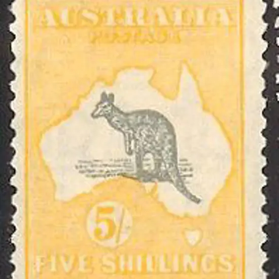 5/- grey & yellow. MLH & centred slightly left. ...