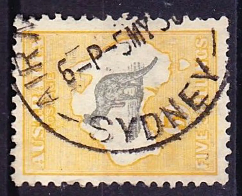 5/- grey & yellow F/U with part Sydney cds SG 135 Image 1++