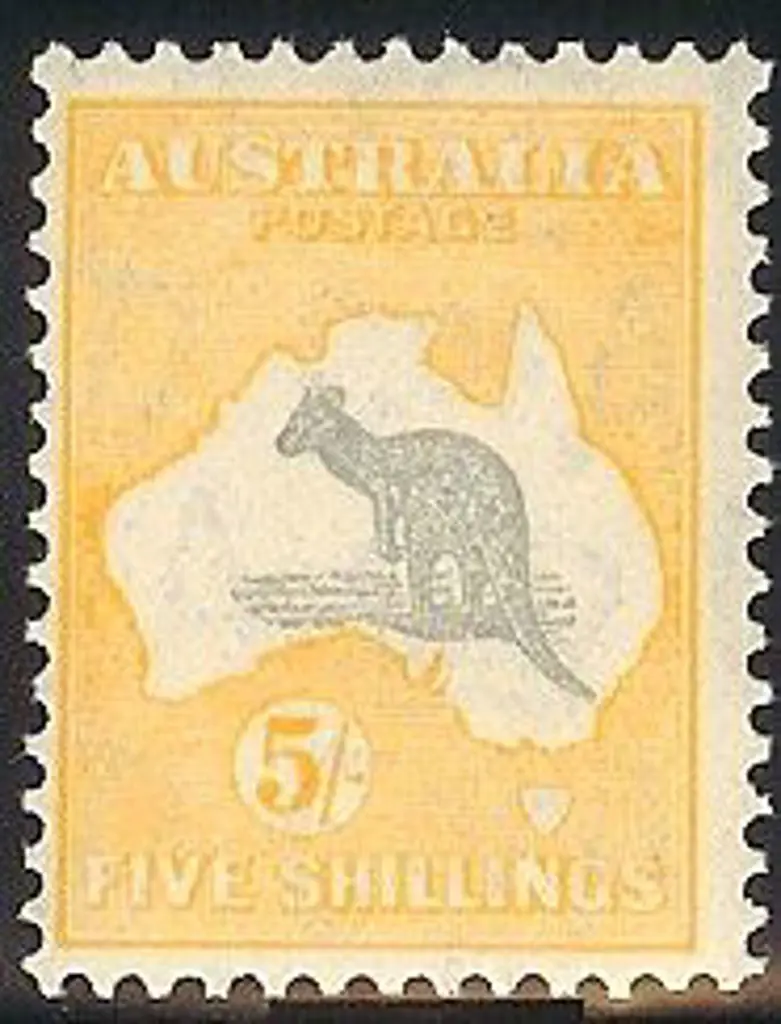 5/- grey & yellow. MLH & centred left. Good perfs ... Image 1++