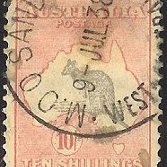 10/- grey & pink Die II. F/U with neat 9 JUL 38 ...