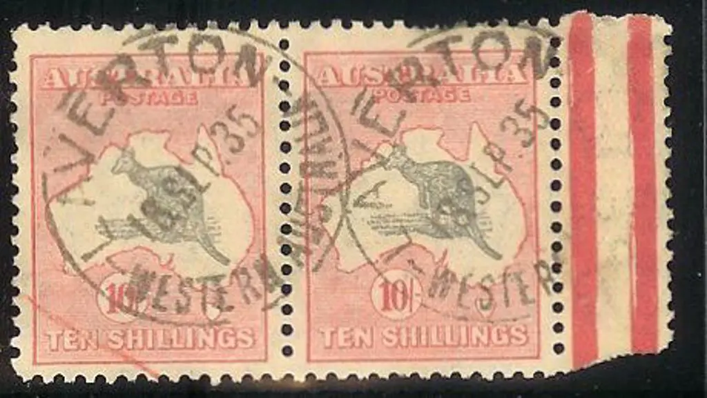 10/- grey & pink horiz pair neatly used with 2 ... Image 1++