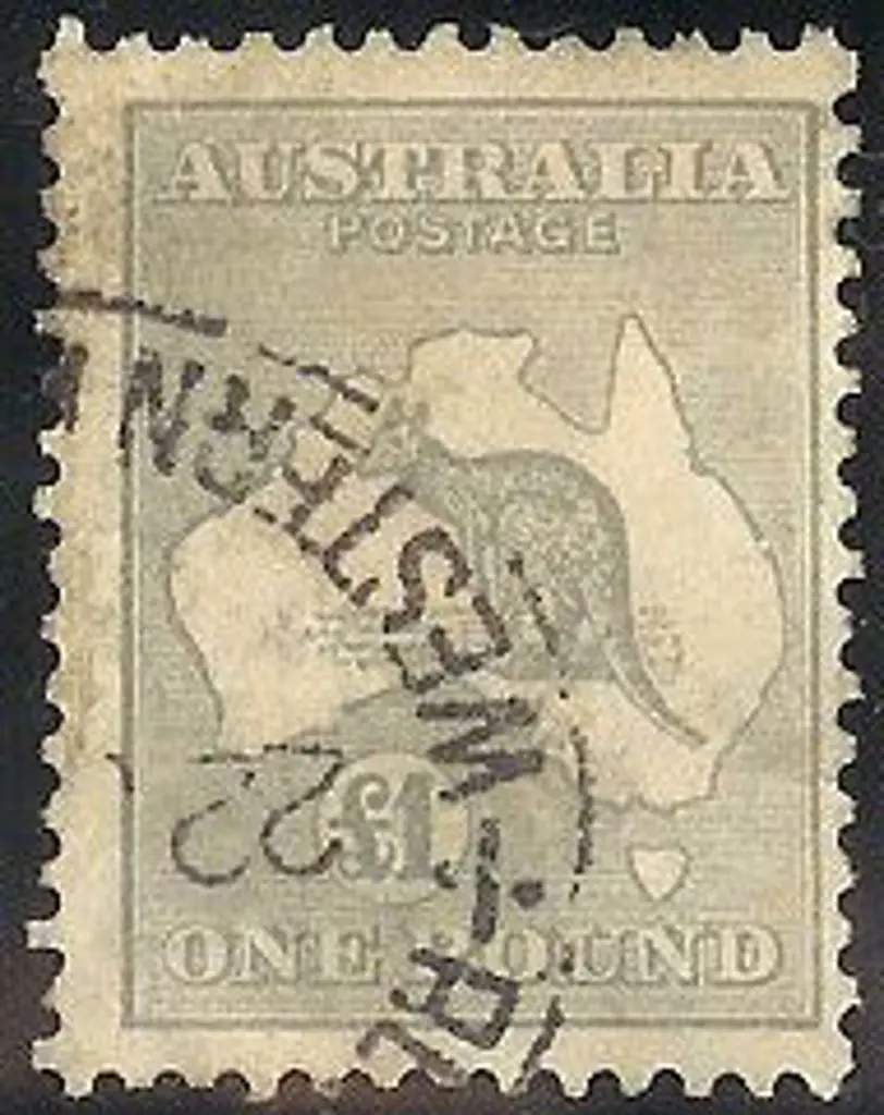 £1 grey F/U but centred right. A difficult stamp. ... Image 1++