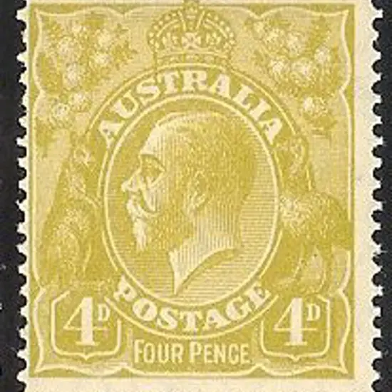 4d olive-yellow perf. 14. One short perf at base & ...