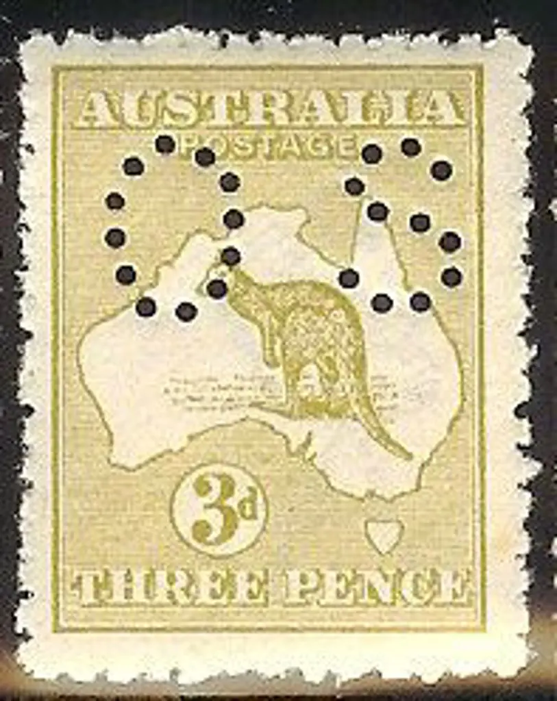 1913 3d olive kangaroo perfined small OS. Fresh ... Image 1++