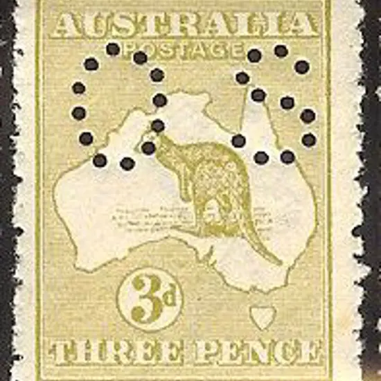 1913 3d olive kangaroo perfined small OS. Fresh ...