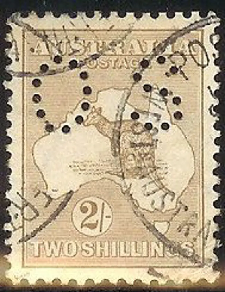 1915 2/- brown perfined small OS. Good to fine ... Image 1++