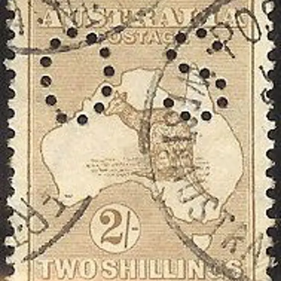 1915 2/- brown perfined small OS. Good to fine ...