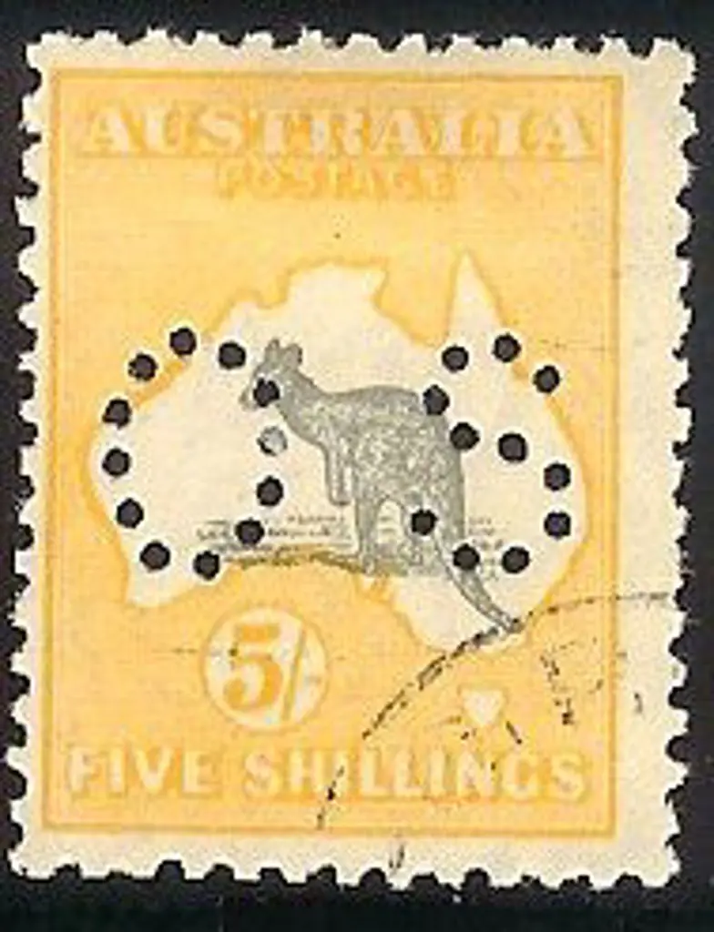 1924 1½d scarlet KGV perfined OS. No wmk. F/U with ... Image 1++