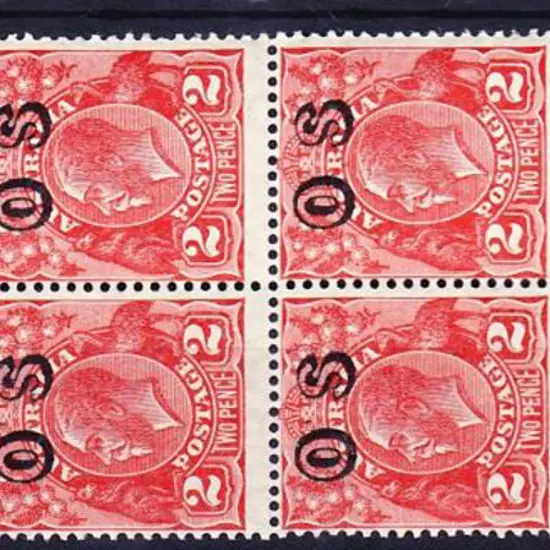 1932 2d golden scarlet KGV ovpt OS in MUH block of ...