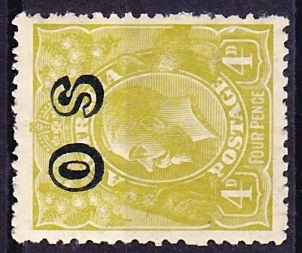 1932 4d yellow-olive KGV ovpt OS. Fresh MUH. SG ... Image 1++