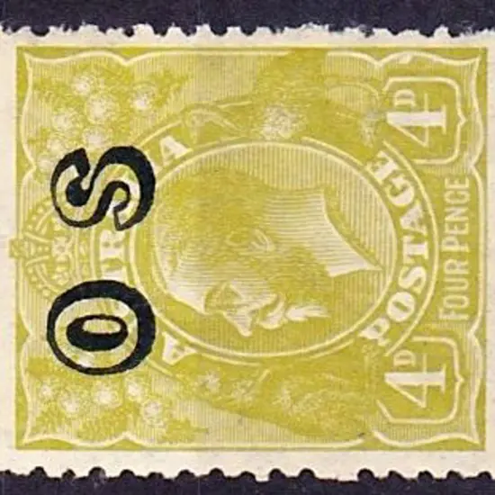 1932 4d yellow-olive KGV ovpt OS. Fresh MUH. SG ...
