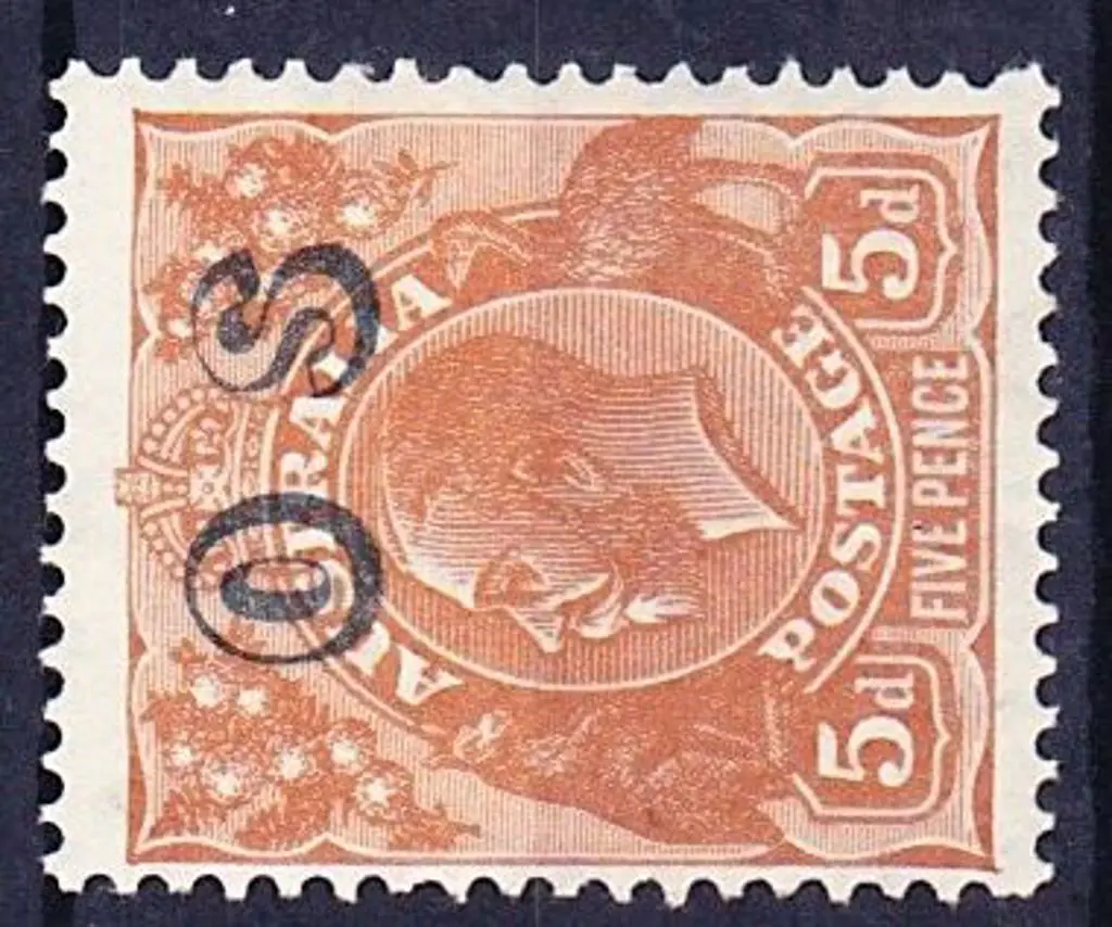 1932 5d orange-brown KGV ovpt OS. MLH SG O132 Cat. ... Image 1++