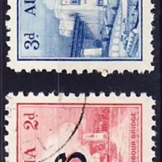 1932 2d & 3d Sydney Harbour Bridge ovptd OS. F/U ...
