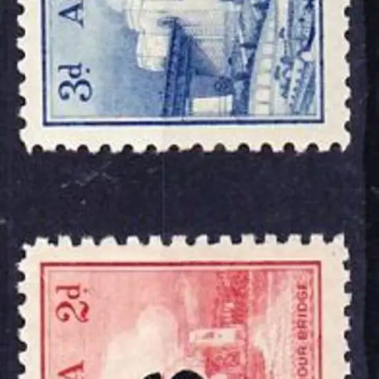 1932 2d & 3d Sydney Harbour Bridge ovptd OS MLH SG ...
