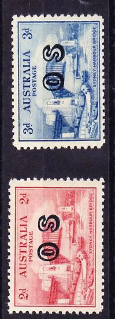 1932 2d & 3d Sydney Harbour Bridge ovptd OS. 2d ... Image 1++