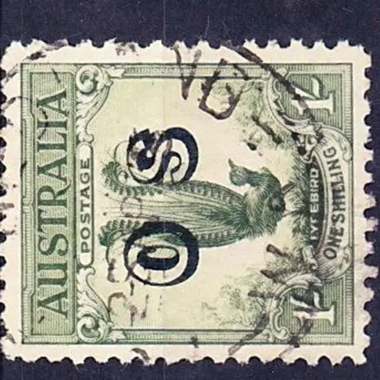1932 1/- Lyrebird ovpt OS F/U. A fresh stamp. SG ...