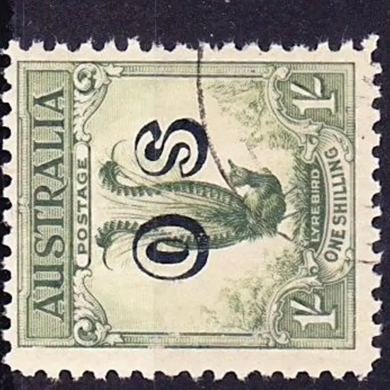 1932 1/- Lyrebird ovpt OS. CTO SG O136
