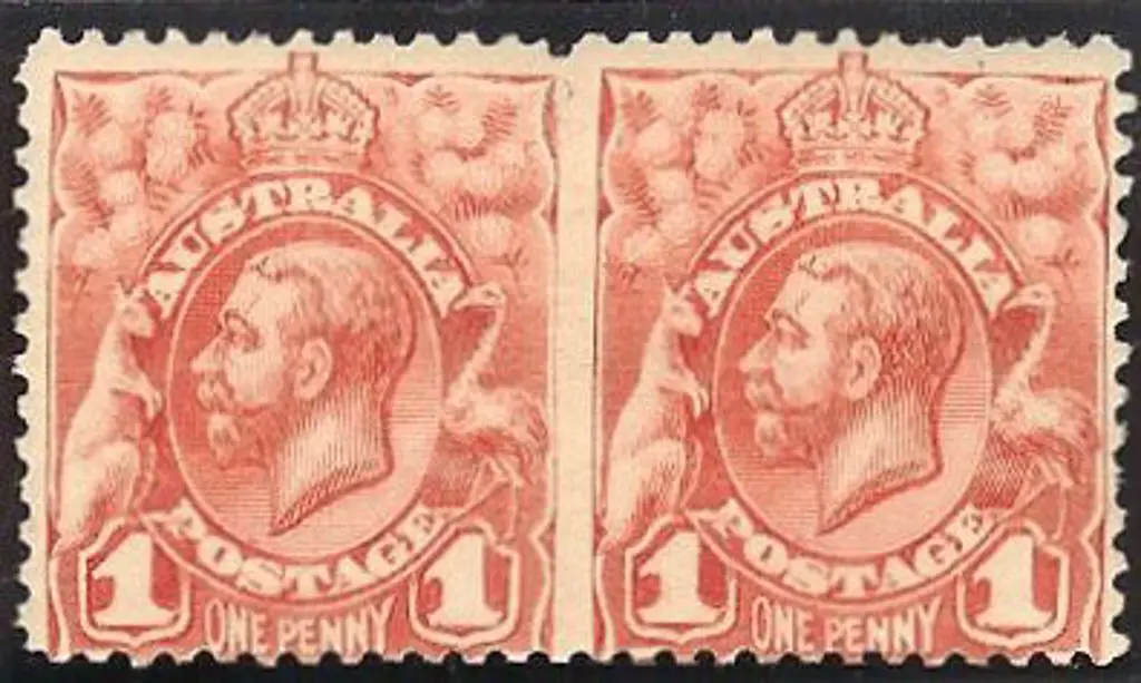 1913/14 1d rose-red engraved KGV Plate 1, ... Image 1++