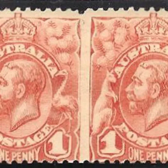 1913/14 1d rose-red engraved KGV Plate 1, ...
