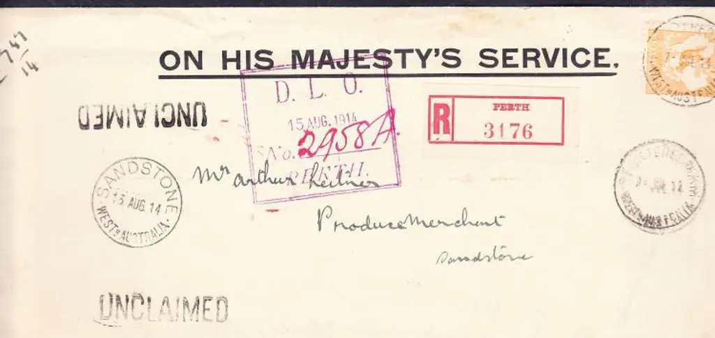 1914 (7th July) Registered (red Perth label) OHMS ... Image 1++