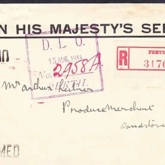 1914 (7th July) Registered (red Perth label) OHMS ...