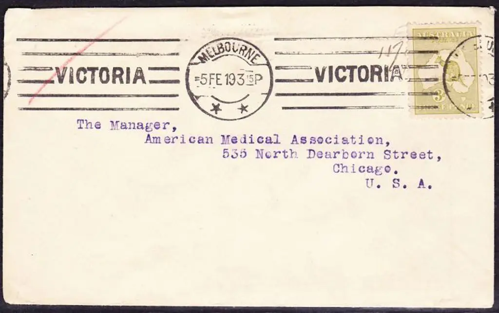 1919 (5th Feb) 3d olive kangaroo used on cover ... Image 1++