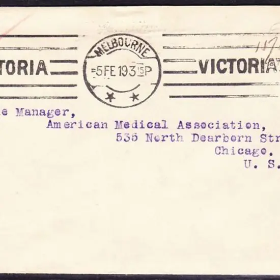 1919 (5th Feb) 3d olive kangaroo used on cover ...
