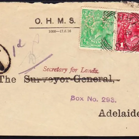 1923 (20th Aug) Hawker-Adelaide taxed cover front ...