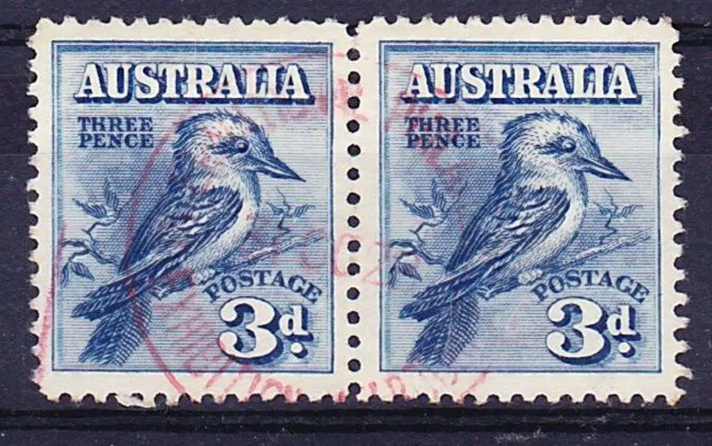 1928 3d kookaburra pair from M/S with red ... Image 1++