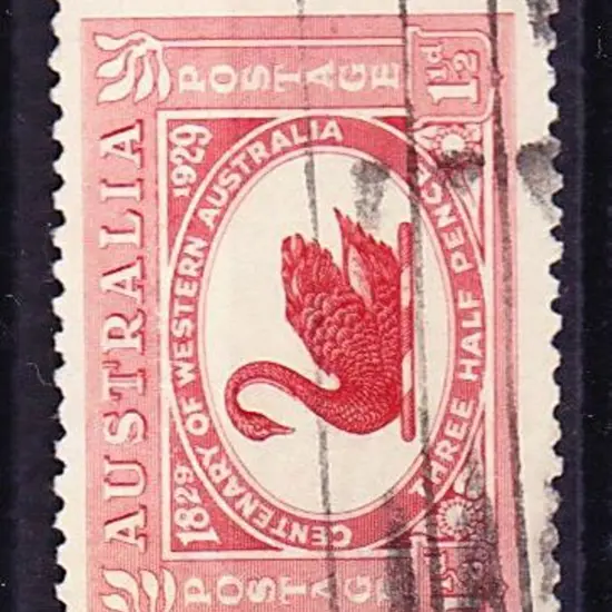 1929 1½d Swan re-entry "TR" & neck double variety. ...