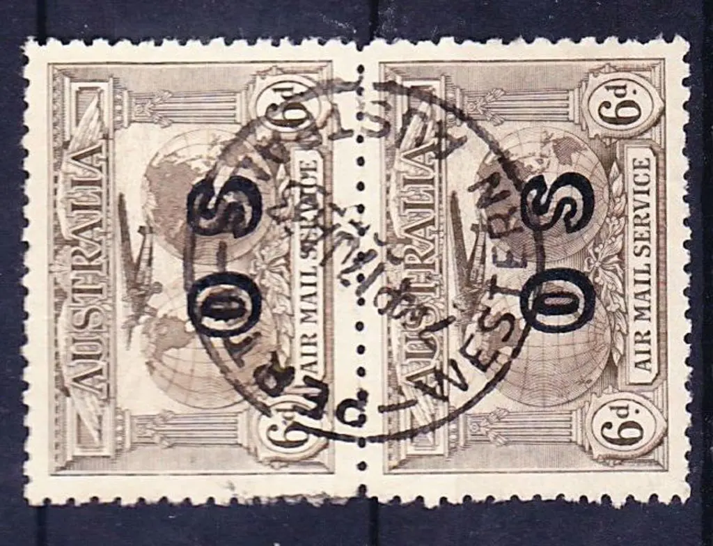 1931 6d Kingsford Smith Airmail ovpt OS vertical ... Image 1++