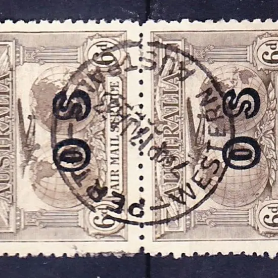1931 6d Kingsford Smith Airmail ovpt OS vertical ...
