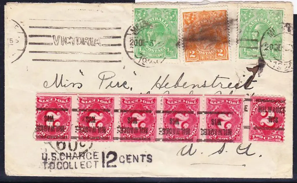 1931 (20th Dec) Taxed cover to USA bearing ½d KGV ... Image 1++
