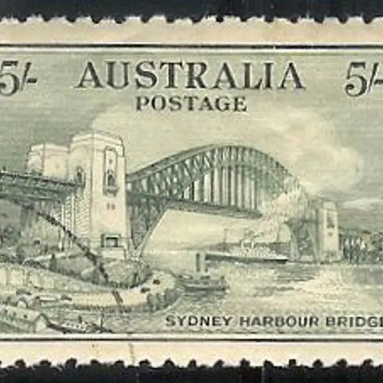 1932 5/- Sydney Harbour Bridge. CTO. Minute thin & ...