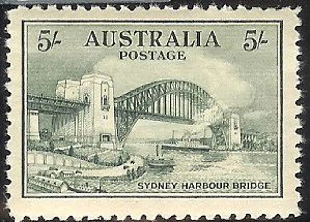 1932 5/- Sydney Harbour Bridge. MLH with minor gum ... Image 1++