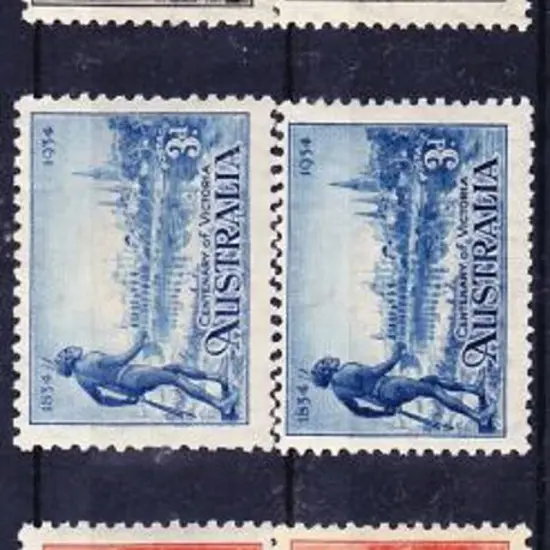 1934 Victoria Centenary Perf. 10½ & 11½ sets of 3. ...