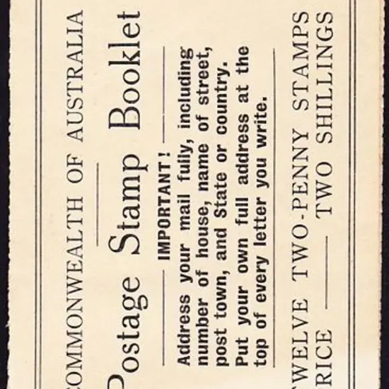 1934 2/- black on cream booklet with "Address your ...
