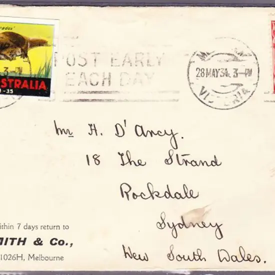 1934 (28th May) Melbourne to Sydney cover from ...