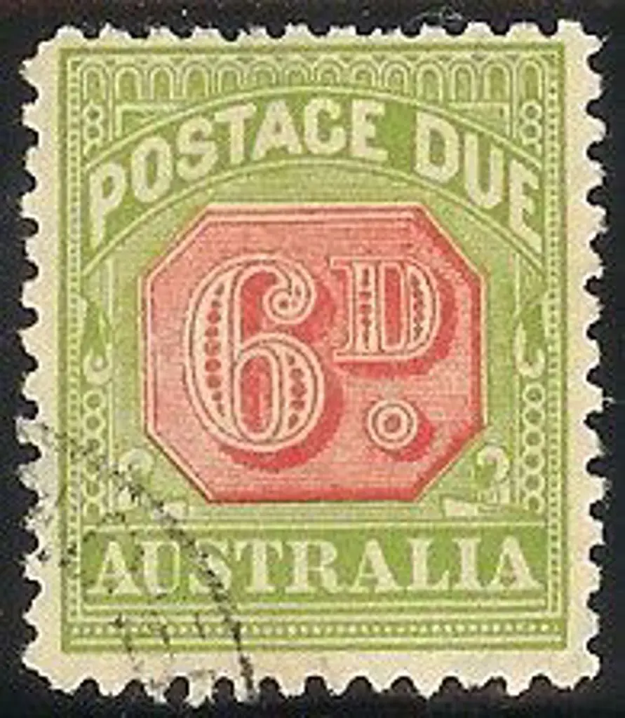 1936 6d carmine & yellow-green Postage Due fine ... Image 1++