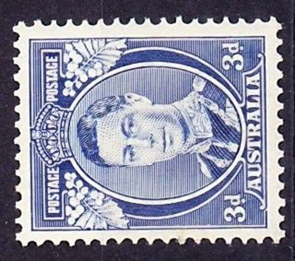 1937 3d blue KGVI "white wattles". MVLH but two ... Image 1++