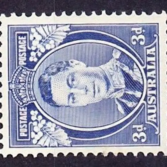 1937 3d blue KGVI "white wattles". MVLH but two ...