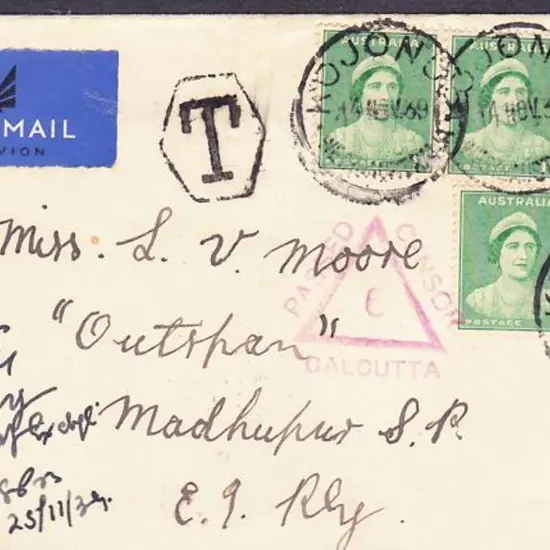1939 (4th Nov) Airmail env addressed to India with ...