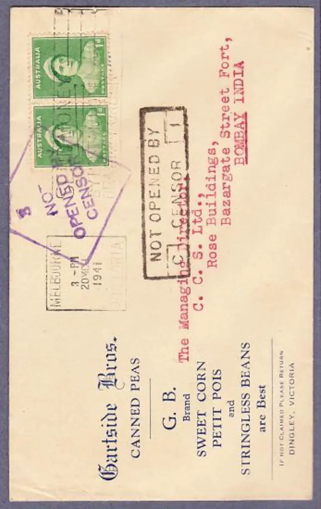 1941 (20th March) 1d QM pair on "Cartside Bros ... Image 1++